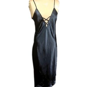 Tawdry Sexy Black Satin Slip Dress